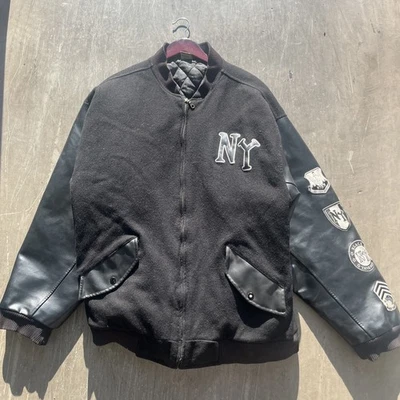 Jaqueta de couro vintage New York Yankees masculina 3XL genuína G-III preta Yankees Y2K - Imagem 1 de 4