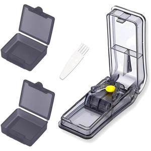 Tablettenteiler mit 2 Tablettenbox Medikamententeiler Pillenteiler Schwarz - Bild 1 von 2