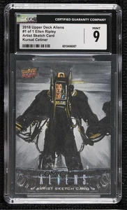 2018 Upper Deck Aliens Movie 1/1 Kursat Cetiner CGC 9 Mint Auto Sketch p1l - Picture 1 of 3