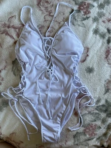 Nuevo con etiquetas Traje de baño para mujer blanco Tempt Me talla XL con cordones - Imagen 1 de 4