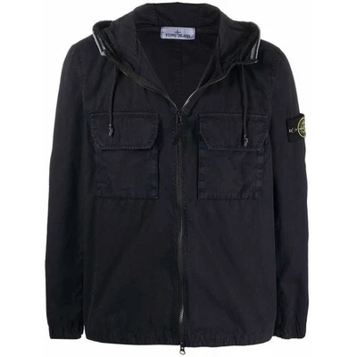 Chaqueta Stone Island Wappen de algodón con capucha y cremallera azul marino 52927668 Foto 1 de 2