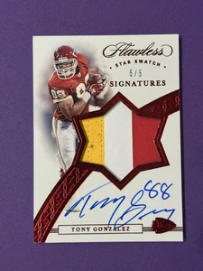 2020 PANINI FLAWLESS TONY GONZALEZ STAR SWATCH SIGNATURES PATCH AUTO 5/5 CHIEFS - Picture 1 of 3