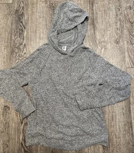 Athleta Girl Size XL 14 Cross Back Hooded Top Gray Pullover Hoodie Thumbholes - Picture 1 of 5