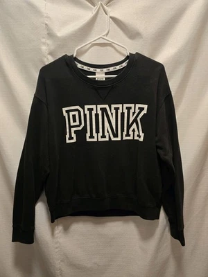 Mujer Talla S Victoria's Secret ROSA NEGRO/BLANCO Cuello Redondo Pullover Sudadera Excelente Condición Foto 1 de 4