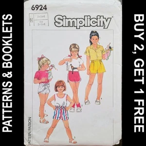 Vintage Simplicity Child's Easy-to-Sew Shorts Pattern #6924 Size 2-3-4 CUT - Picture 1 of 8