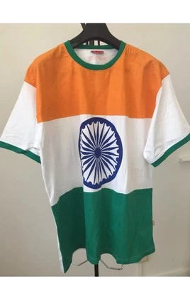 T-shirt uomo bandiera indiana nuova taglia small collezione tour 100% cotone top - Immagine 1 di 4