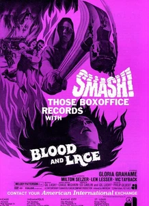 BLOOD AND LACE 1971 AIP Trade Ad fantasy horror - Picture 1 of 1