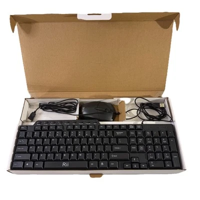 Rii Business Keyboard & Mouse Combo Black Computer Accessory Slim Size RK203 - Image 1 of 4