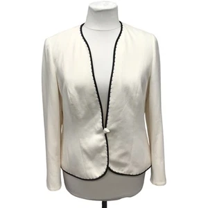 Jacques Vert Women's Ivory Blazer Jacket Size UK 16 Polyester Blend - Picture 1 of 7