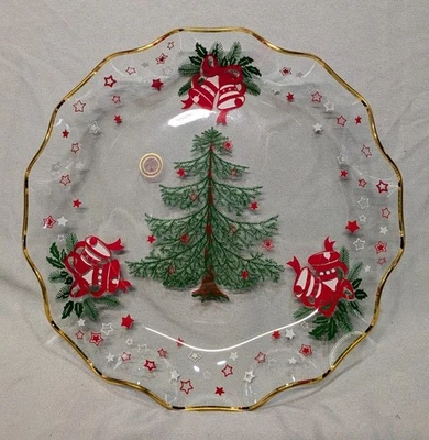 Винтажное рифленое блюдо с золотым ободком «Праздничный фестиваль» 24 карата от Crystal Clear Studios - Изображение 1 из 4