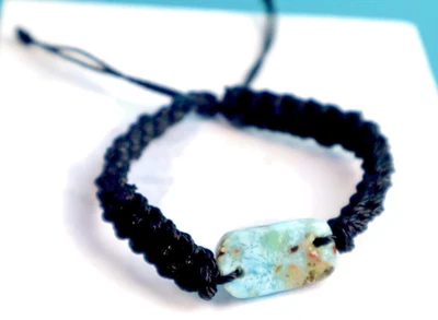 Pulsera Pulsera Larimar Azul Océano Bonita Natural Cordón Ajustable Foto 1 de 4