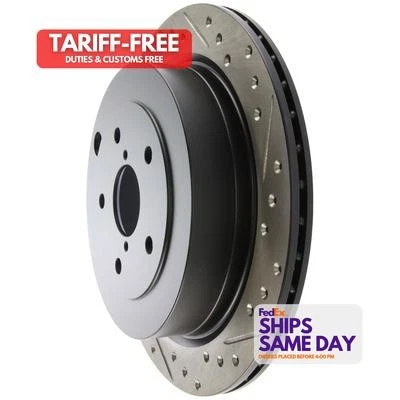 Stoptech 127.47028L, One Sport Slotted & Drilled Rotor Black Iron Performance Pa - Image 1 of 4