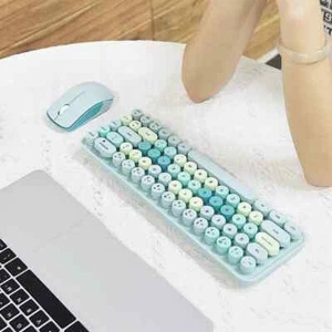 Wireless Keyboard and Mouse, Round Keycap Compact Keyboard for Computer, Laptop - Picture 1 of 32