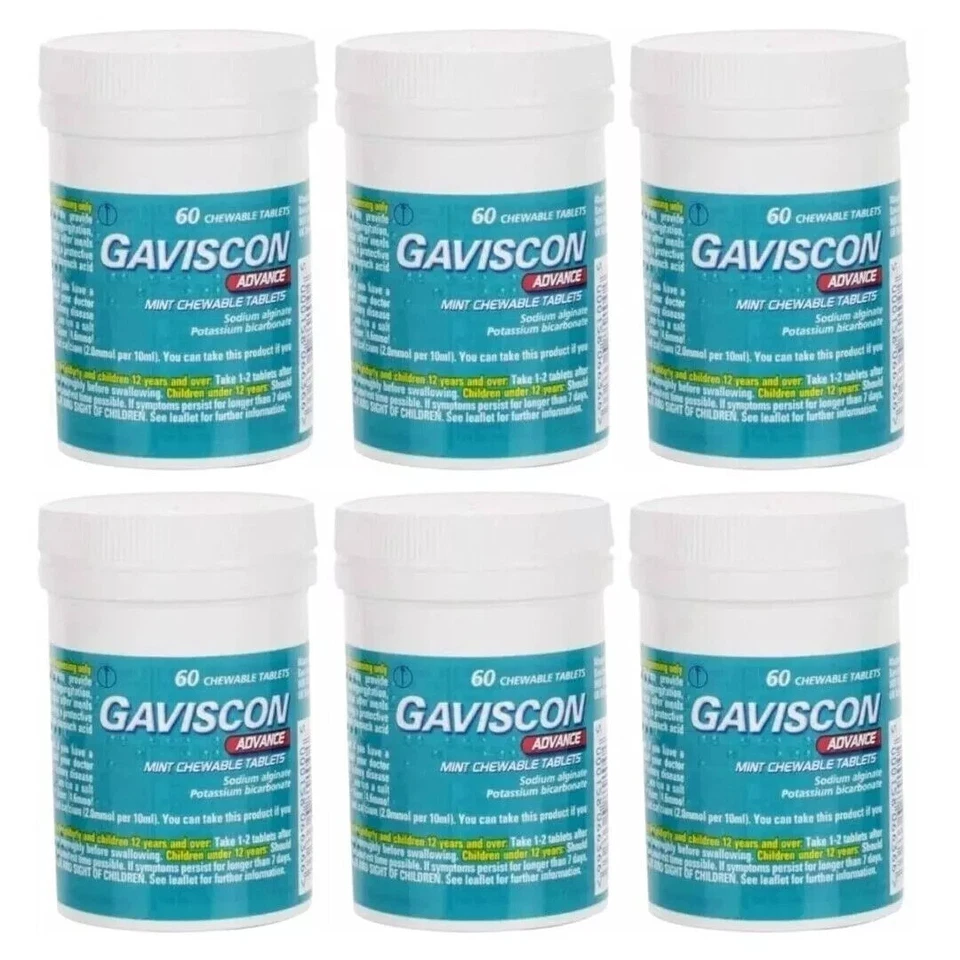 Tablet mastigável Gavi-scon Advance perfeito estado 60ct – 6 PACOTES - Imagem 1 de 1