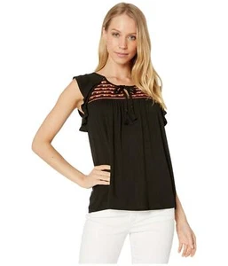 /LX027/ Sanctuary Wild Belle Boho Embroidered Jersey Knit Top Black Sz L $89 - Picture 1 of 3