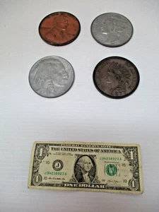 3" Novelty Coins Coasters Paperweight Lincoln & Indian Cent Buffalo Nickel Dime - Picture 1 of 11