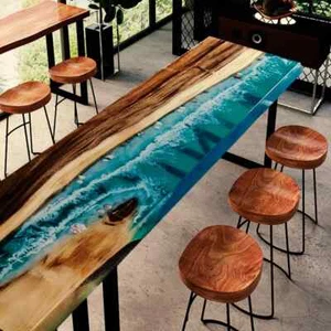 Epoxy Ocean Table Top, Epoxy Console & Bar Center Table Top, Home Decor Interior - Picture 1 of 6