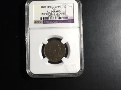 1804 Spiked Chin Half Cent AU Details NGC - Image 1 of 4