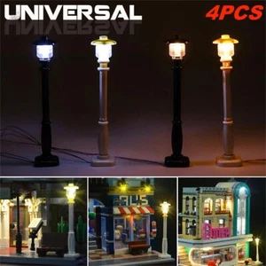 4Pcs DIY LED Light Lamp Post Lantern Fit For Lego Street Building Shop Model New - Picture 1 of 14