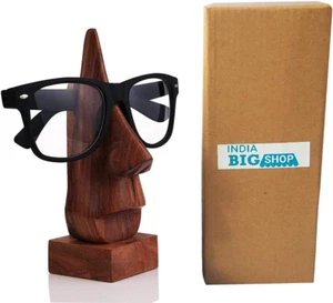 Classic Hand Carved Rosewood Nose-Shaped Eyeglass Spectacle/Eyewear Holder (Brow - Picture 1 of 12