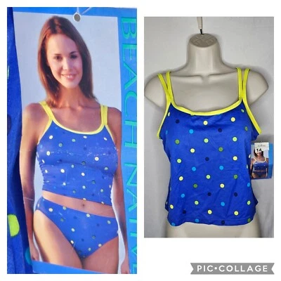 Nuevo Top Tankini De Colección Playa Nativo Azul Lunares Talla 14 Foto 1 de 4