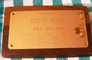 Vintage 1961 Brownie Troop Award Trophy Plaque Best Of Parade Minerva Park 8x4" - Picture 1 of 12