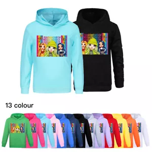 Kids Girls Rainbow high Hoodie Hooded T-shirt Casual Top Pullover Sweatshirt - Picture 1 of 23