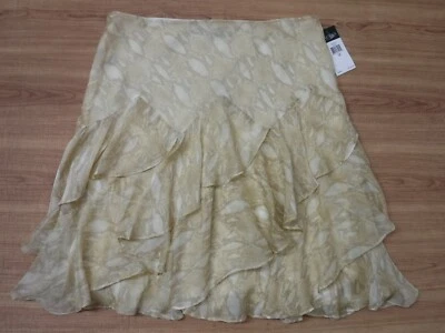 Saia feminina Lauren Ralph Lauren bege com babados com estampa de animais 12 ~Nova com etiquetas~ $115,00 - Imagem 1 de 4