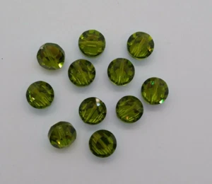 12pc Swarovski Crystal Olivine AB Lentil 5100 Beads; 7mm, 8mm, 10mm; Vintage - Picture 1 of 7