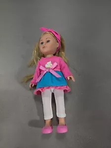 Cititoy 2015 7" Doll Blonde Hair Blue Eyes Pink Cupcake Top, Headband & Leggings - Picture 1 of 3