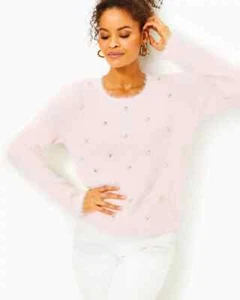 Lilly Pulitzer Ralley Heart Jeweled Sweater in Peony Pink size L NWT SOLD OUT! - Picture 1 of 9