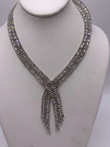 NWT carolee silver tone rhinestone crystal Statement  necklace Jc701-7 - Picture 1 of 7