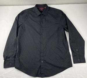 AXIST Mens Size L Long Sleeve Button Down Shirt Stretch Black w White Geometric - Picture 1 of 12