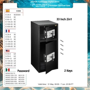 Double Door Safe Deposit Box Secret Hidden Electronic Lock Use for Office Home - Picture 1 of 16