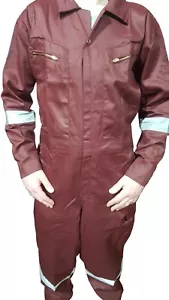 Men Unisex Reflective Zip Coverall Safety Hi Viz Boiler suit heavy Work Overalls - Picture 1 of 68