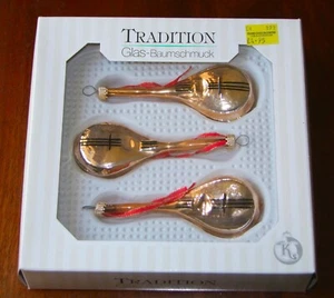 3 Vintage lutes/musical instrument. Hand-blown mercury glass Christmas ornaments - Picture 1 of 4