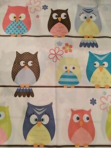 Mainstays Owl Shower Curtain Fabric Multicolor  70”x72” Kids Pink Blue Big Eyes 