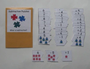 Educational Math Center Learning Resource Game Subtraction Puzzles - Picture 1 of 2
