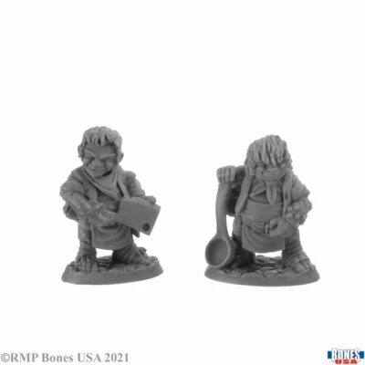 2 x CHOP & GRUB HALFLING COOKS - BONES REAPER figurine miniature rpg d&d 30044