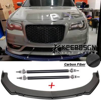 Varillas de puntal divisor de labios de parachoques delantero FIBRA DE CARBONO para Chrysler 300 200 S C srt8 Foto 1 de 4