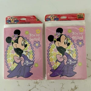 Vtg Disney Minnie Mouse Party Invitations Purple Dress Up 16 Cards Party Express - Picture 1 of 5