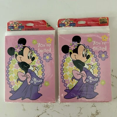 Vtg Disney Minnie Mouse Party Invitations Purple Dress Up 16 Cards Party Express - Image 1 of 4