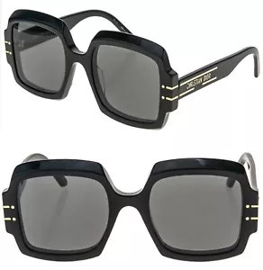 CHRISTIAN DIOR SIGNATURE Black Gold Square DIORSIGNATURE S1U Sunglasses CD40049U - Picture 1 of 12