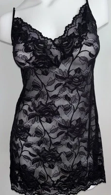 Vestido Y2K Victoria’s Secret Negro Elástico Floral Encaje Sin Mangas Quimise M Foto 1 de 4