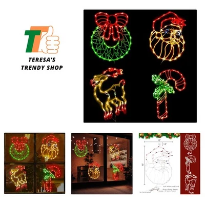 Decoraciones Navideñas Iluminadas para Ventanas, Pack de 4 Guirnalda Navidad Plug-in... Foto 1 de 4