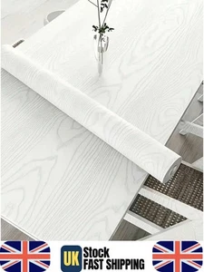 White Wood Effect Vinyl Wrap Self Adhesive Sticky Back PVC Covering Sheet - Picture 1 of 8