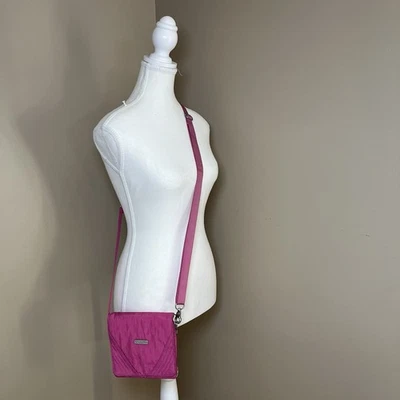 Baggallini Mujer Bandolera Dividir Cartera Bolso Rosa Caliente Naranja Interior Ajustable Foto 1 de 4