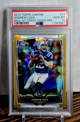 2014 Topps cromo Andrew Luck refractor de oro PSA 10 gemas como nuevo #/50 Colts #47 Foto 1 de 2