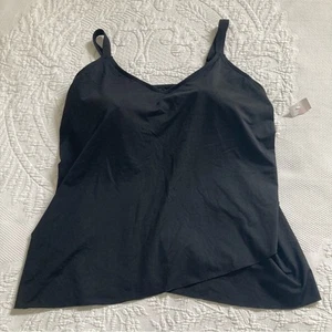 NWT Lands End swim tankini swimsuit top black wire free size 1X DD cups - Picture 1 of 10