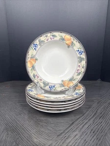 6 Mikasa Intaglio Garden Harvest Soup Salad Plates 9 3/8 - Picture 1 of 5